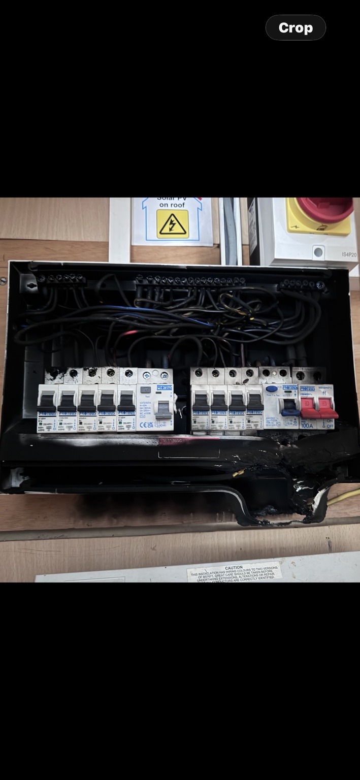 Damaged electrical equipment identified during fault investigation