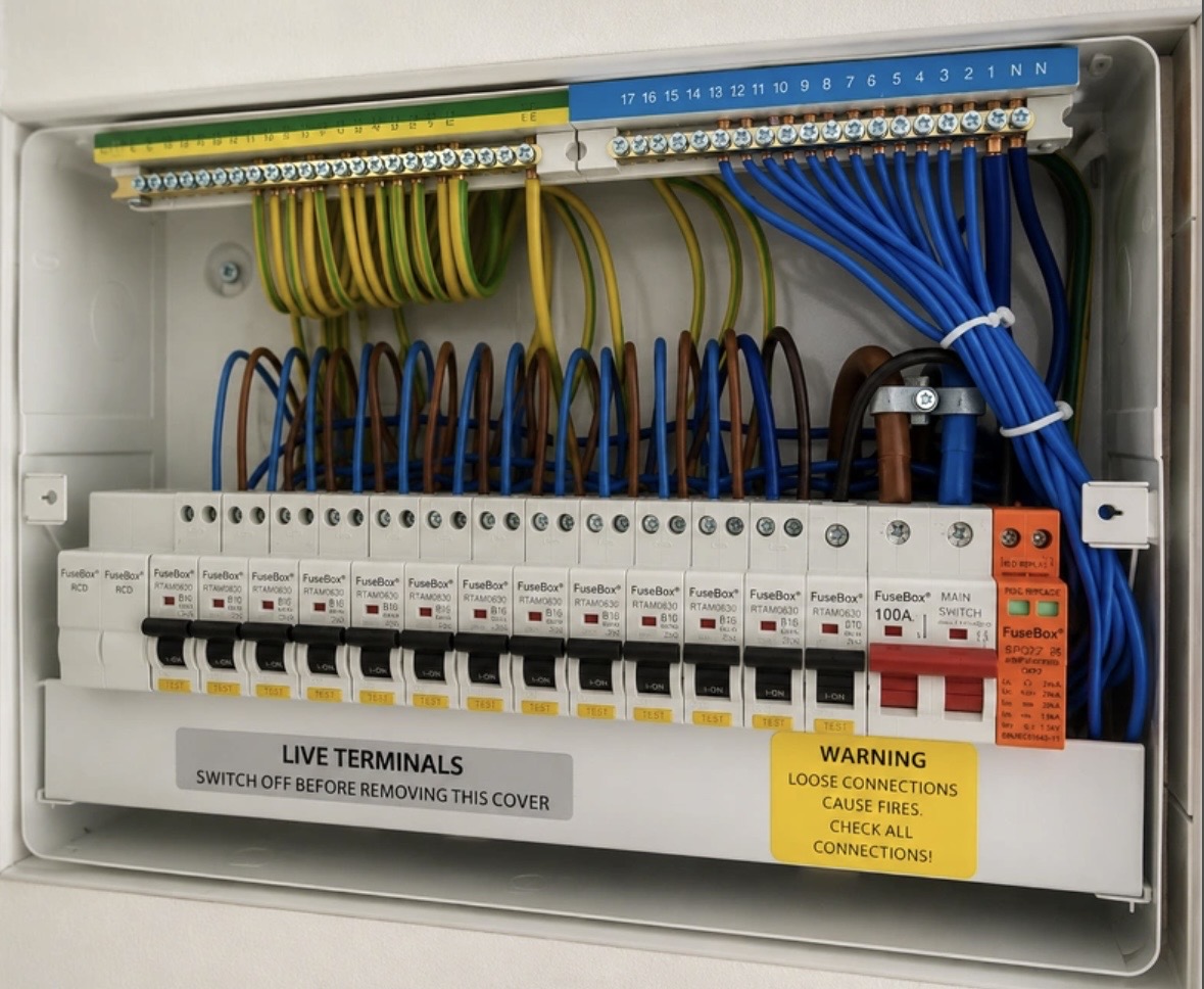 Labelled FuseBox consumer unit installed by A. Wilson Electrical Services